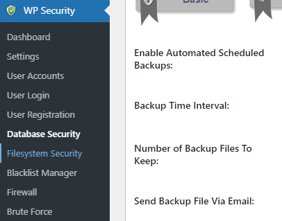 filesystem security menu wp security