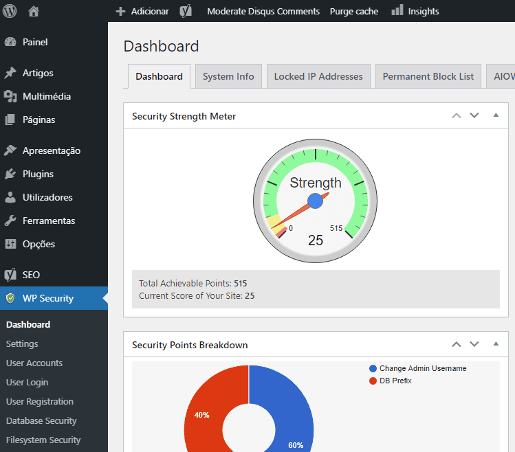 all in one wp securtiy & firewall dashboard