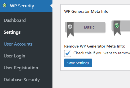 user accounts wp security menu