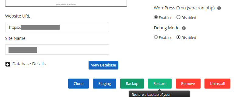 restore softaculous