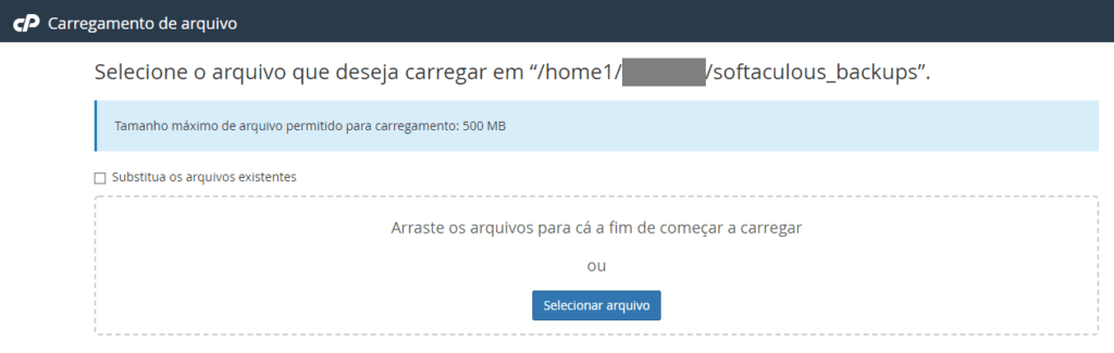 assistente de carregamento de arquivo gerenciador de arquivos hostgator