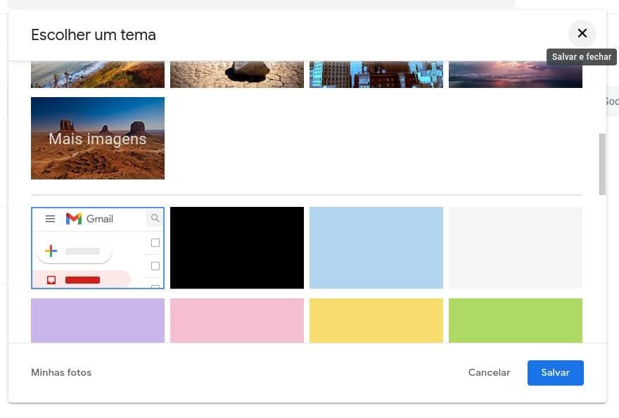 Como escolher um tema no Gmail