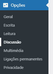 menu wordpress, opção discussão