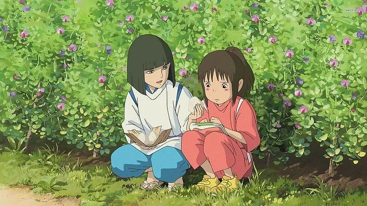 Haku e Chihiro em A Viagem de Chihiro.