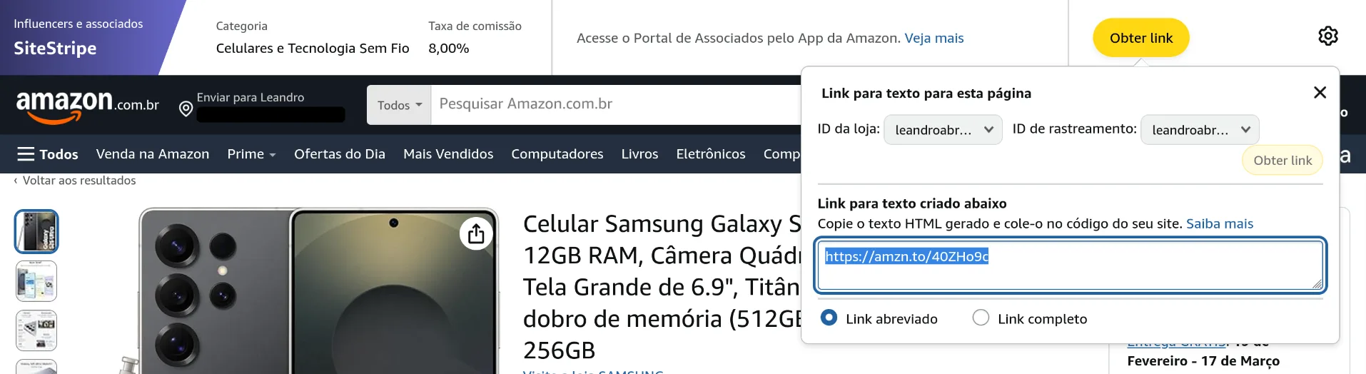 Gerar links no Site Stripe da Amazon - Afiliados Amazon