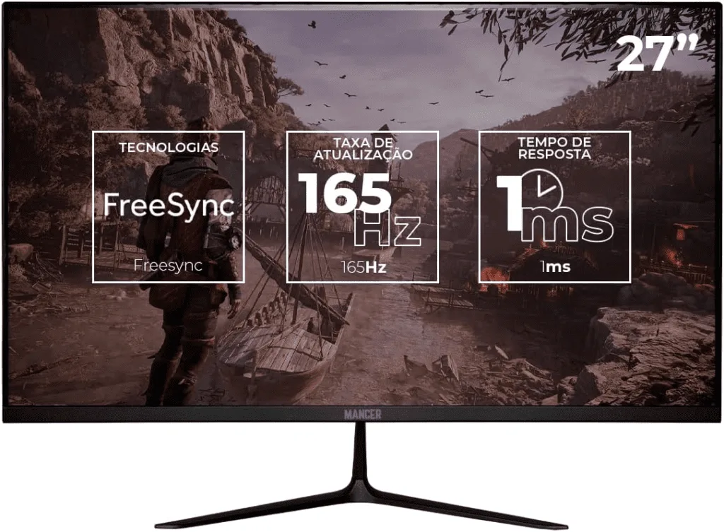 Monitor Gamer Mancer Horizon Z PRO | 27 Polegadas | Full HD | Painel VA | 1ms | 165Hz | FreeSync | HDMI/DP | MCR-HZNP27-BL01 