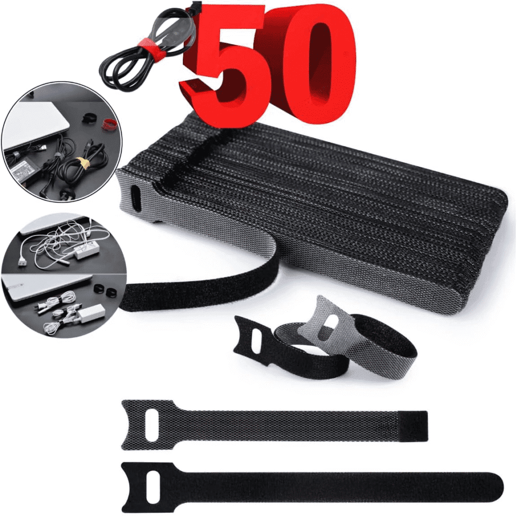 50 Abraçadeira Organizador de Cabos e Fios Presilha Com Crepe 15cm