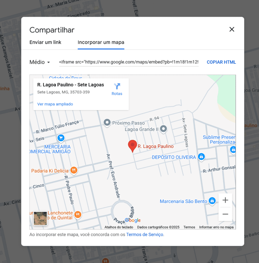 Incorporar mapa do Google Maps