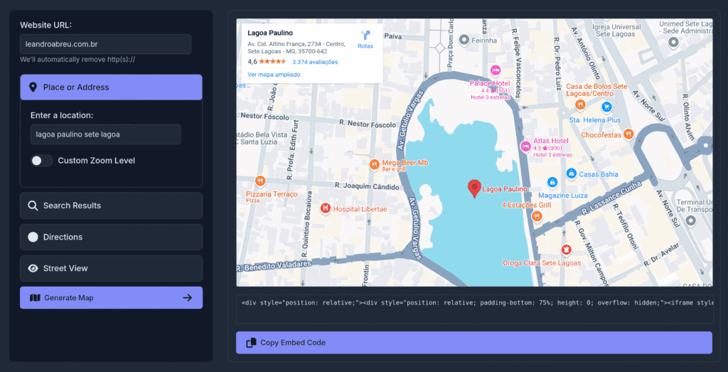 mapembeds.com - Inserir mapa no wordpress