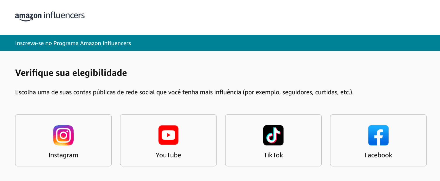 Conectar rede social no programa Amazon Influencers