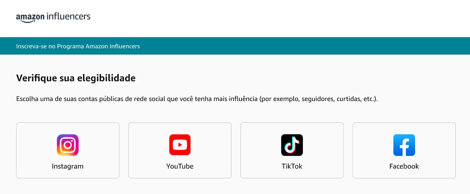 Conectar rede social no programa Amazon Influencers 