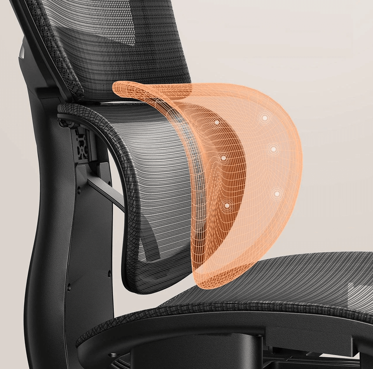 Apoio lombar AWS, assento bipartido, cadeira ergonômica Mônaco Bt07